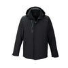 North End Men's Black Axis Soft Shell Jacket with Print Graphic Accents
