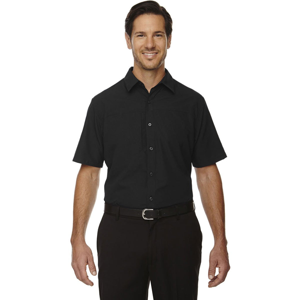 North End Men's Black Polyester Performance Short-Sleeve Shirt