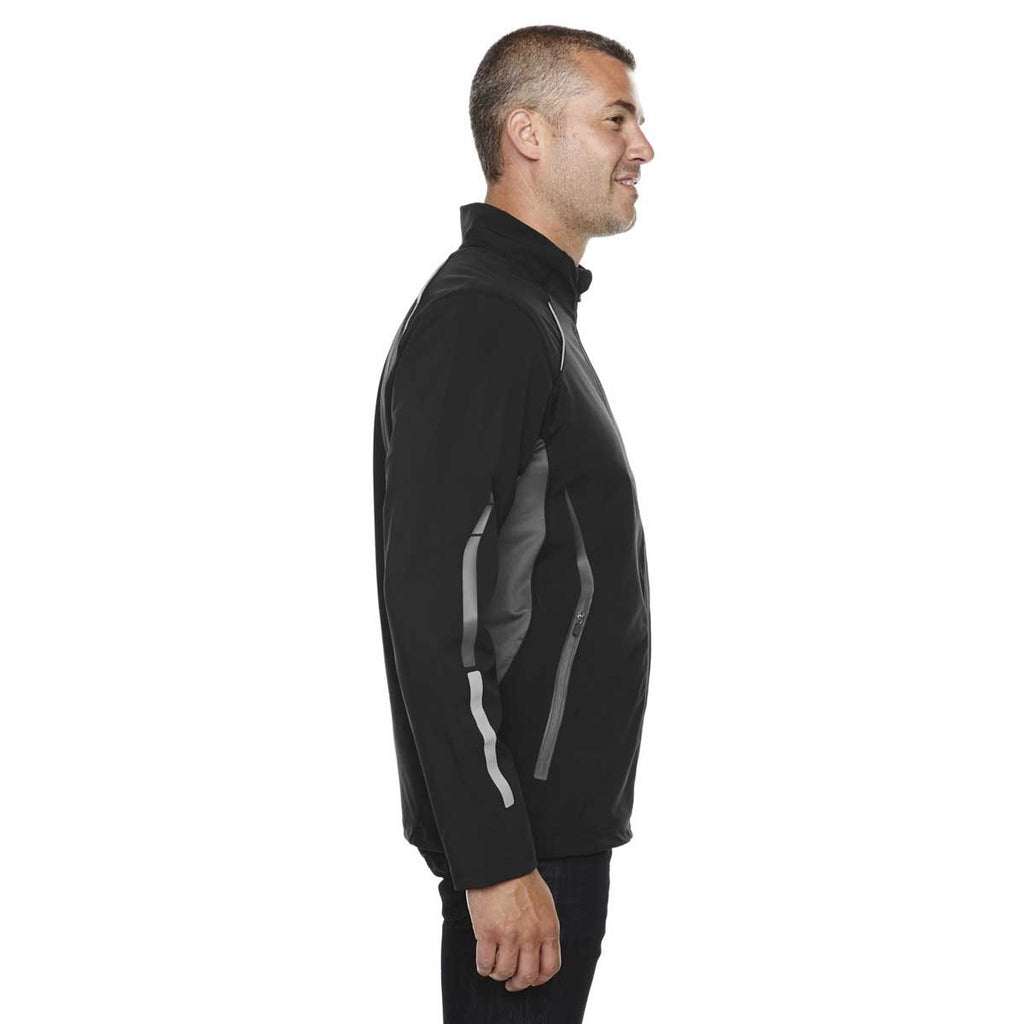 North End Men's Black Soft Shell Jacket with Laser Perforation