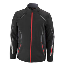 North End Men's Black/Olympic Red Soft Shell Jacket with Laser Perforation