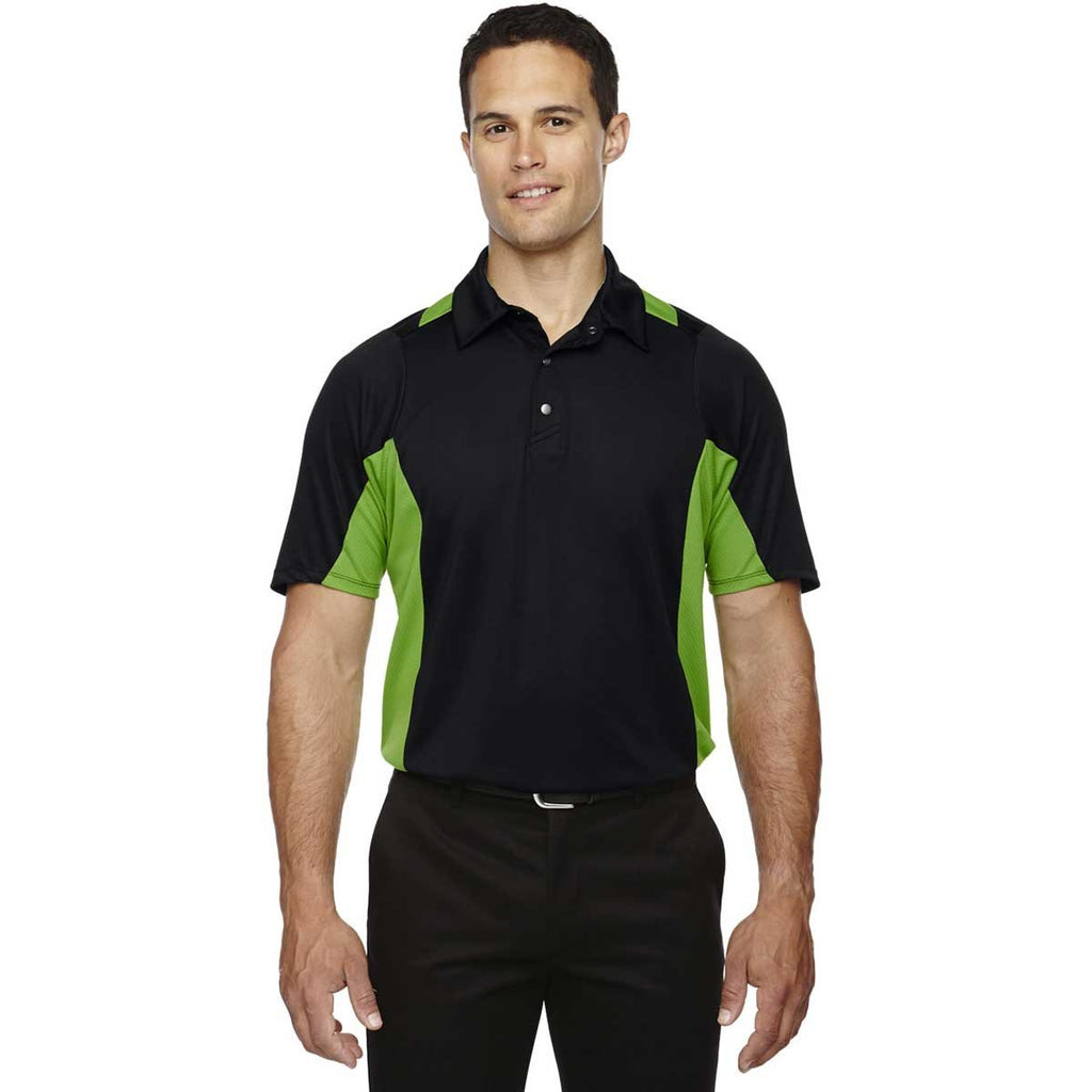 North End Men's Black/Acid Green Rotate Quick Dry Performance Polo