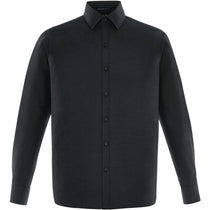 North End Men's Black Two-Ply 80's Cotton Dobby Taped Shirt