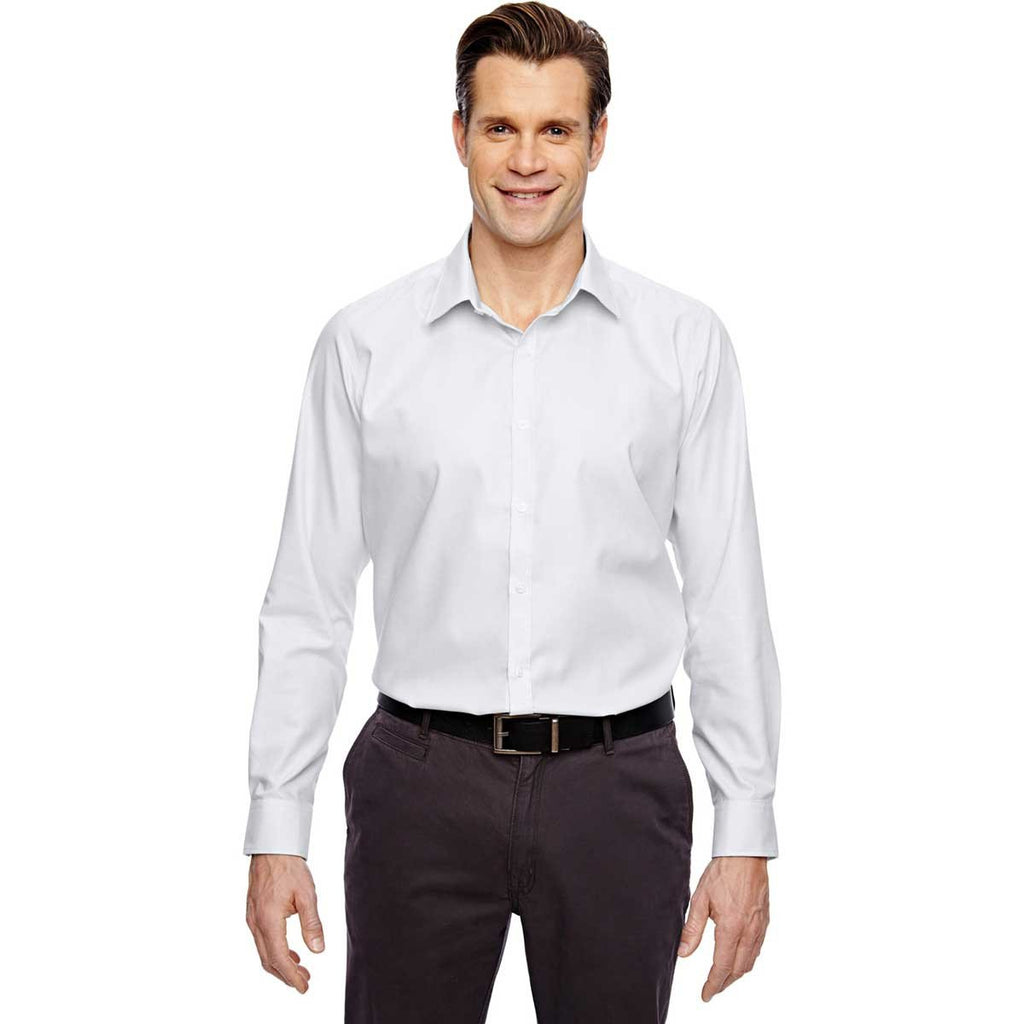 North End Men's Silver Two-Ply 80's Cotton Dobby Taped Shirt