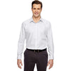 North End Men's Silver Two-Ply 80's Cotton Dobby Taped Shirt