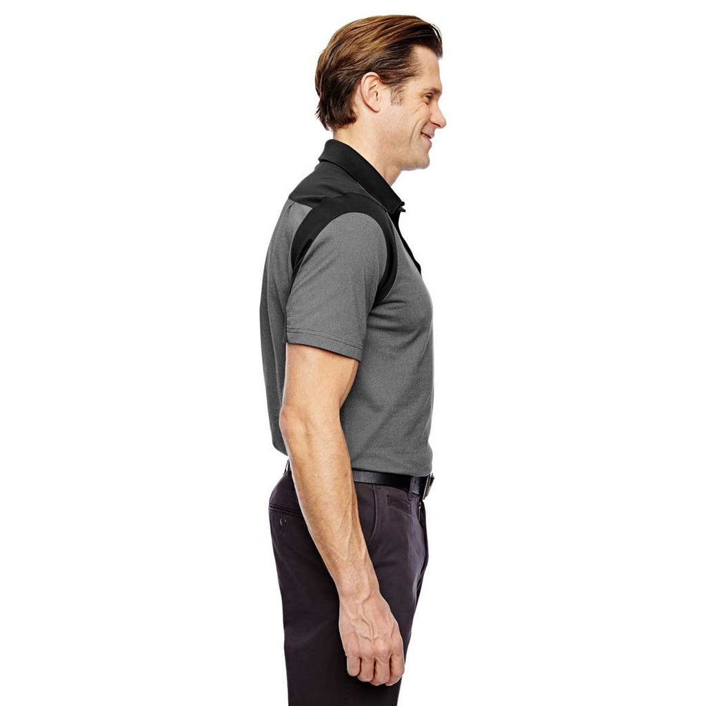 North End Men's Black Merge Cotton Blend Melange Polo