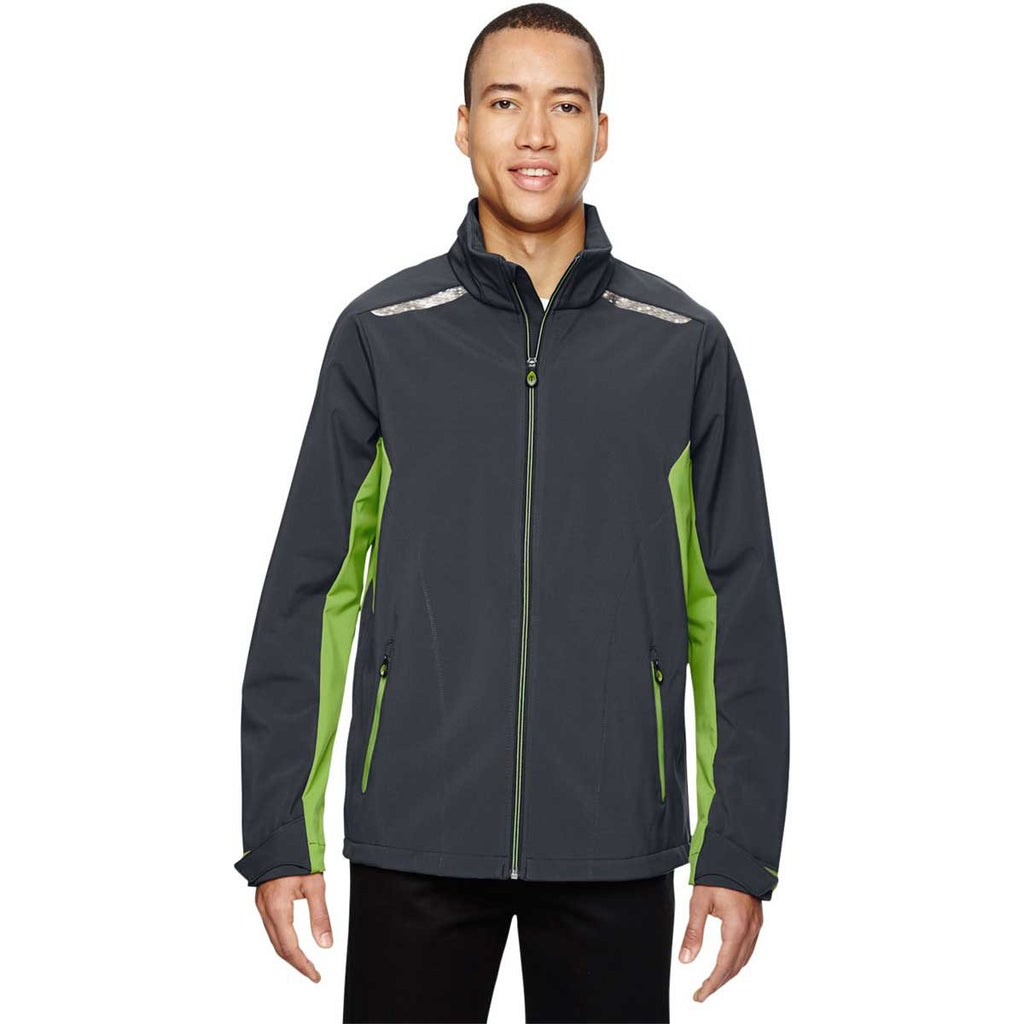 North End Men's Carbon/Acid Green Excursion Jacket with Laser Stitch Accents