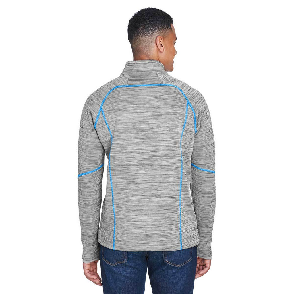 North End Men's Platinum/Olympic Blue Flux Melange Bonded Fleece Jacket