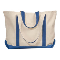 UltraClub Natural/Royal Carmel Canvas Tote