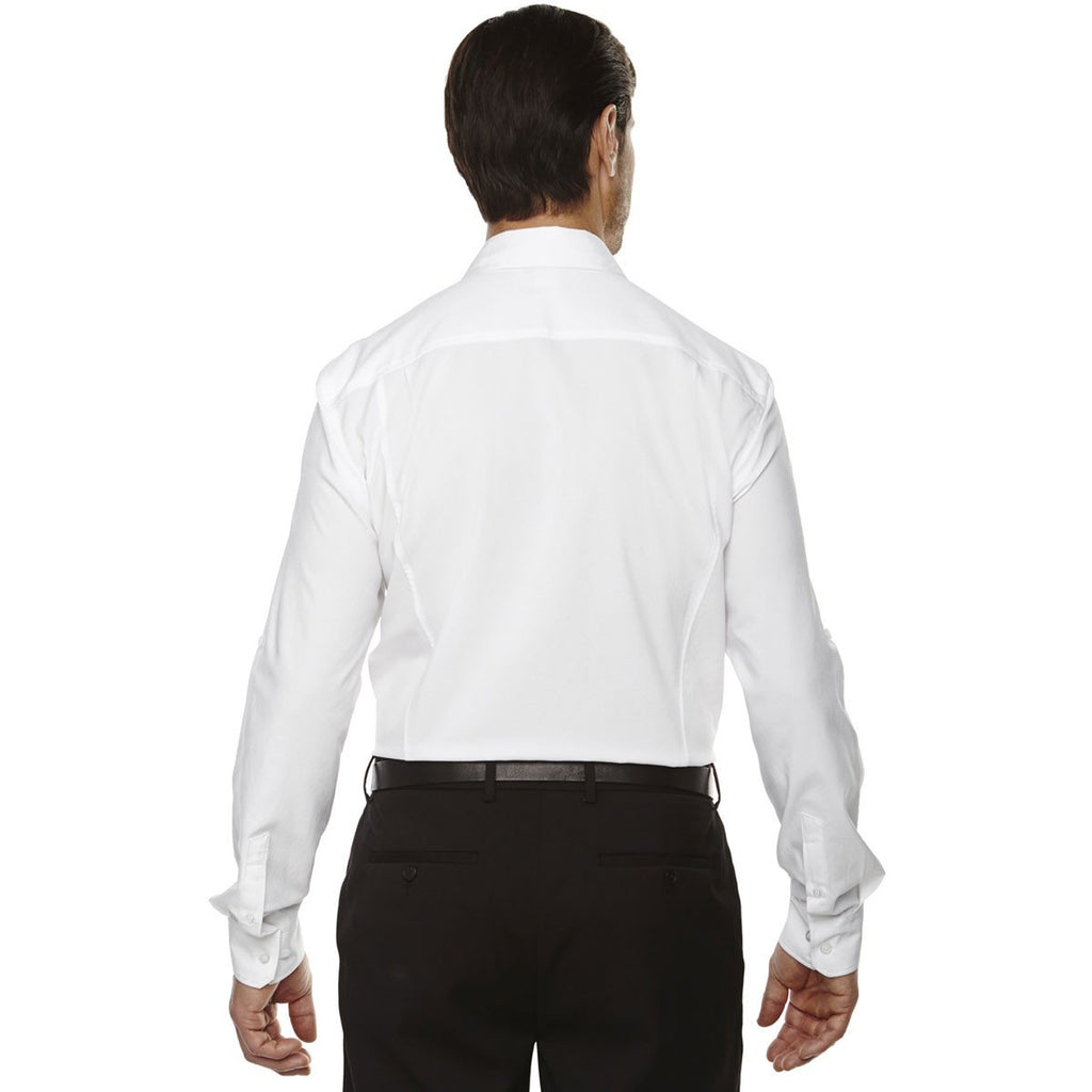 North End Men's White Rejuvenate Performance Shirt with Roll-Up Sleeves