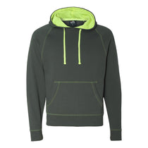 J. America Men's Neon Green Shadow Fleece Hooded Pullover Sweatshirt