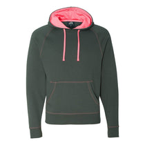 J. America Men's Neon Pink Shadow Fleece Hooded Pullover Sweatshirt