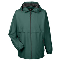 UltraClub Men's Forest Green Microfiber Full-Zip Hooded Jacket