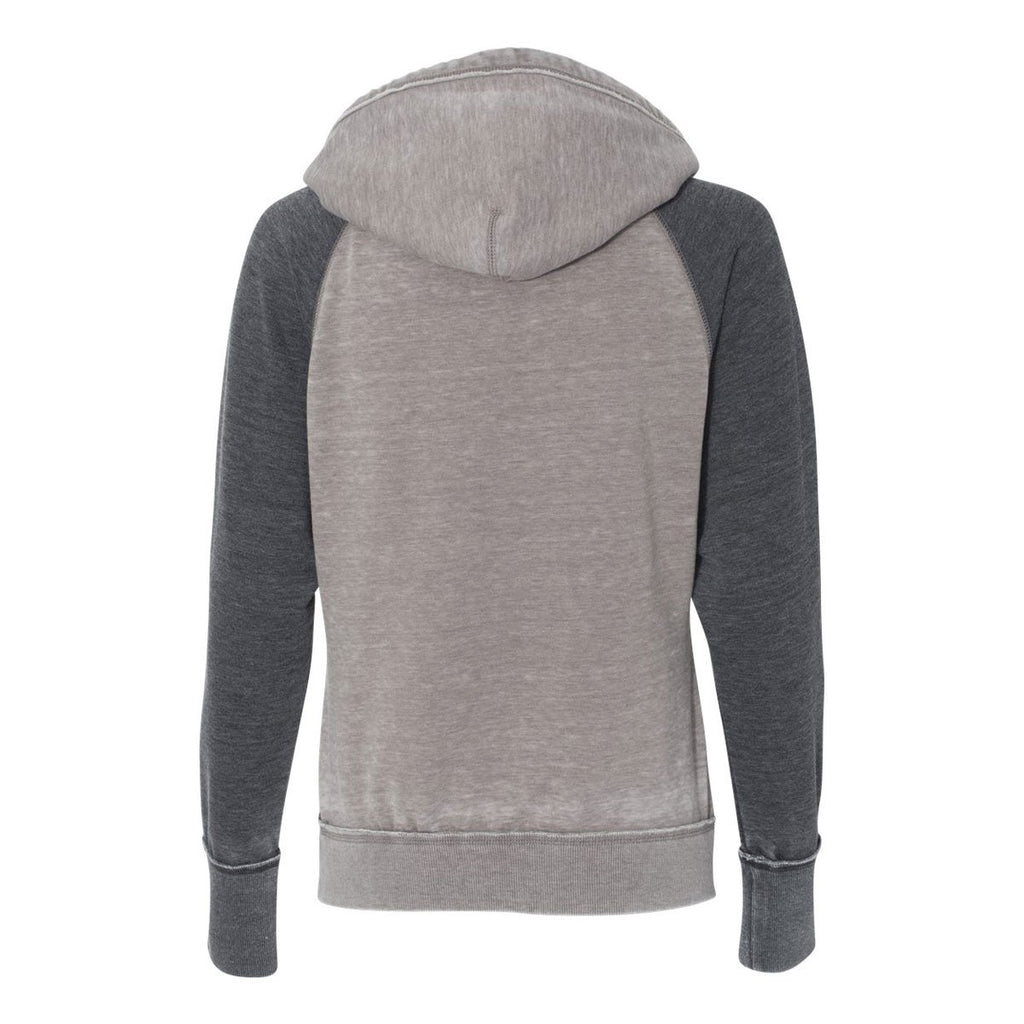 J. America Women's Cement/Dark Smoke Zen Fleece Raglan Hooded Sweatshirt
