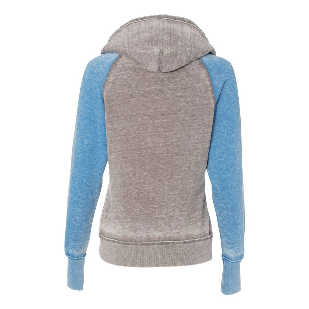 J. America Women's Cement/Oceanberry Zen Fleece Raglan Hooded Sweatshirt