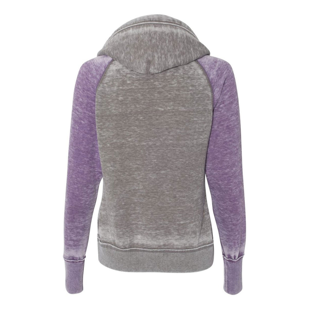J. America Women's Cement/Very Berry Zen Fleece Raglan Hooded Sweatshirt