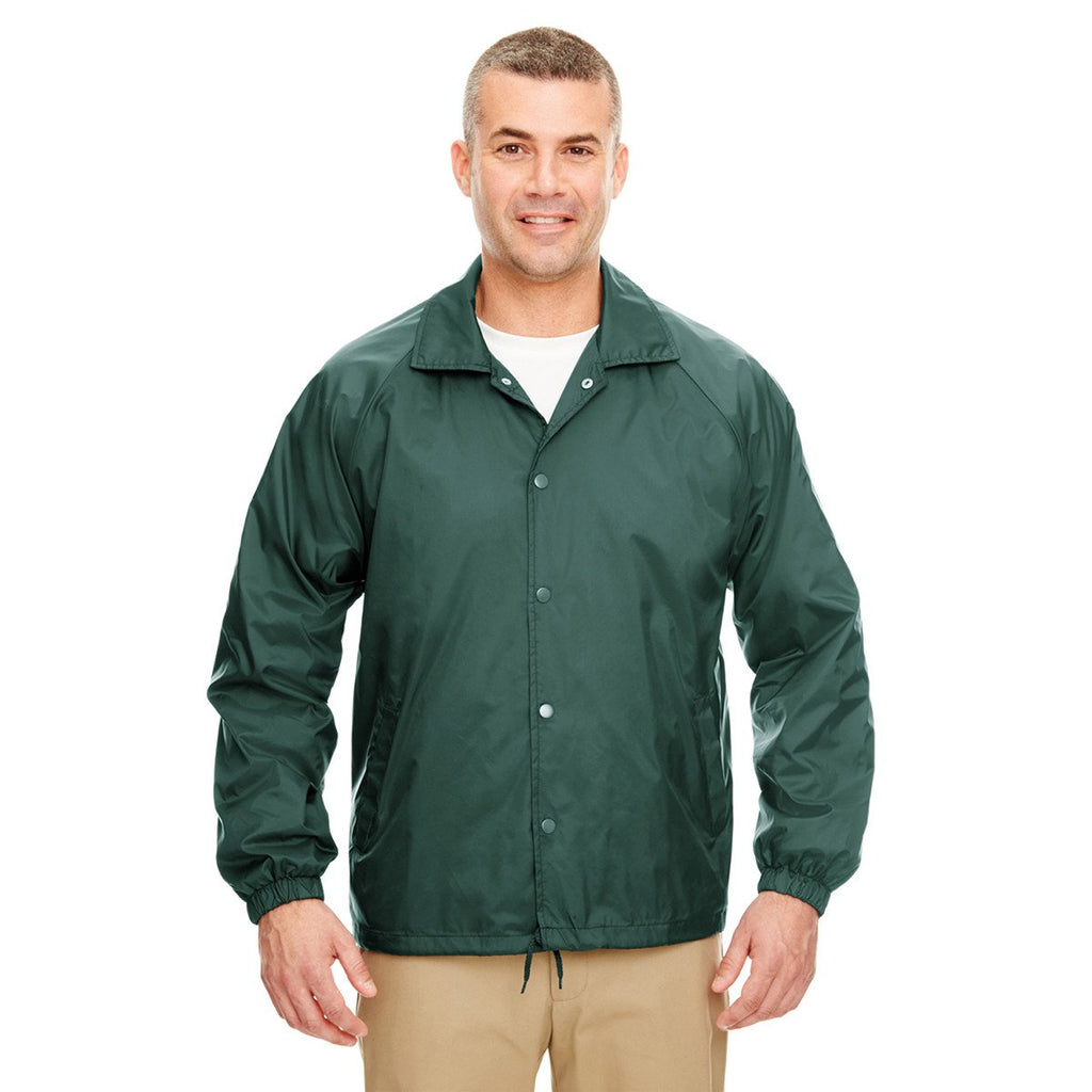 UltraClub Men's Forest Green Nylon Coaches' Jacket