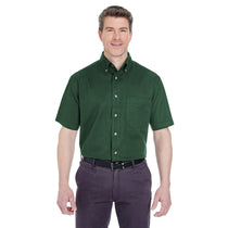 UltraClub Men's Forest Green Short-Sleeve Cypress Twill with Pocket