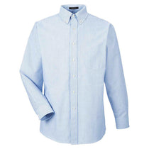 UltraClub Men's Blue/White Classic Wrinkle-Resistant Long-Sleeve Oxford