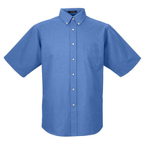 UltraClub Men's French Blue Classic Wrinkle-Resistant Short-Sleeve Oxford