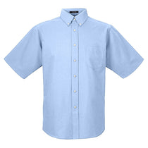 UltraClub Men's Light Blue Classic Wrinkle-Resistant Short-Sleeve Oxford