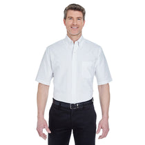 UltraClub Men's White Tall Classic Wrinkle-Resistant Short-Sleeve Oxford
