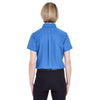 UltraClub Women's French Blue Classic Wrinkle-Resistant Short-Sleeve Oxford