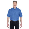 UltraClub Men's French Blue Short-Sleeve Whisper Twill