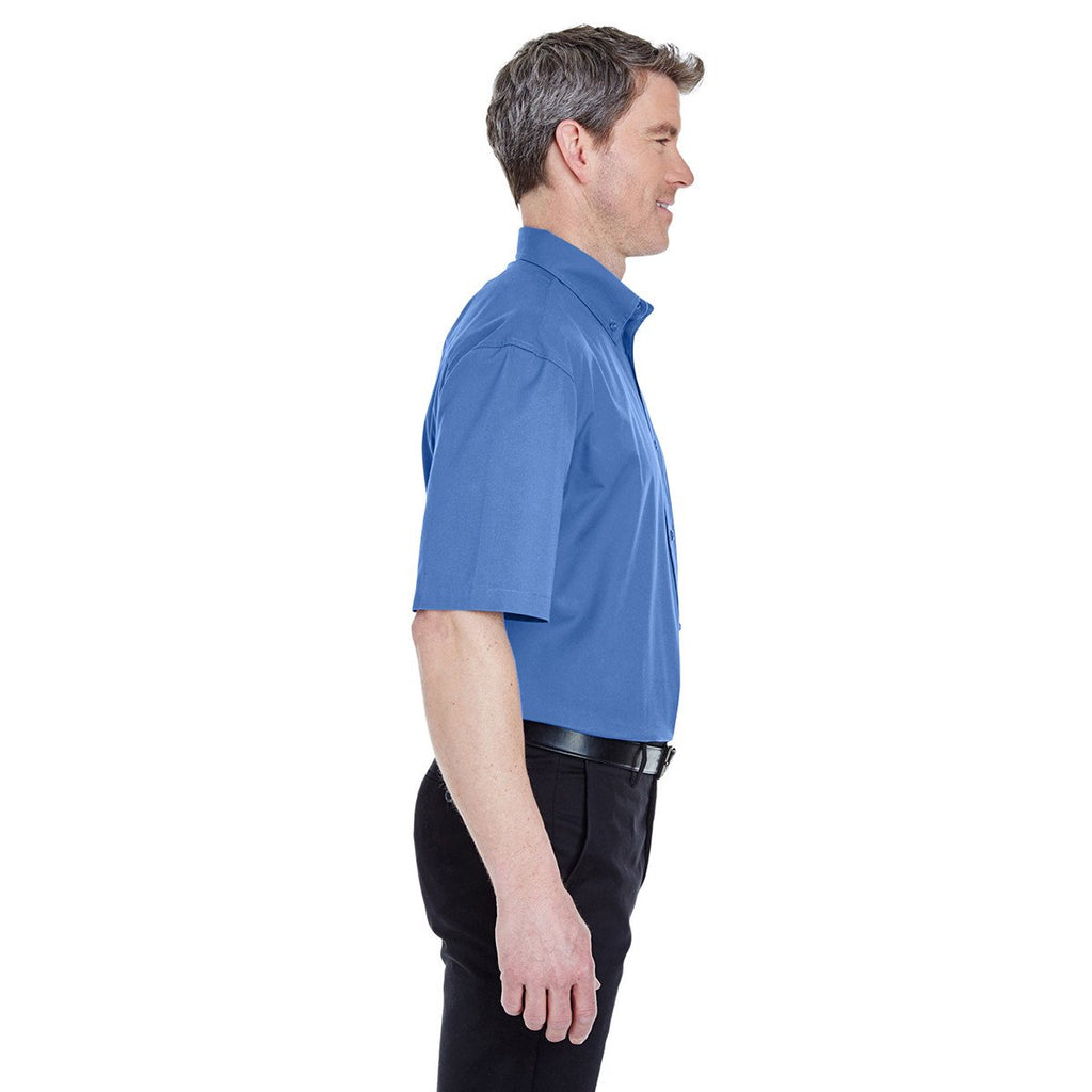 UltraClub Men's French Blue Short-Sleeve Whisper Twill