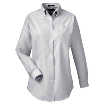 UltraClub Women's Charcoal Classic Wrinkle-Resistant Long-Sleeve Oxford