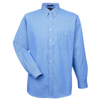 UltraClub Men's French Blue Yarn-Dyed Micro-Check Woven