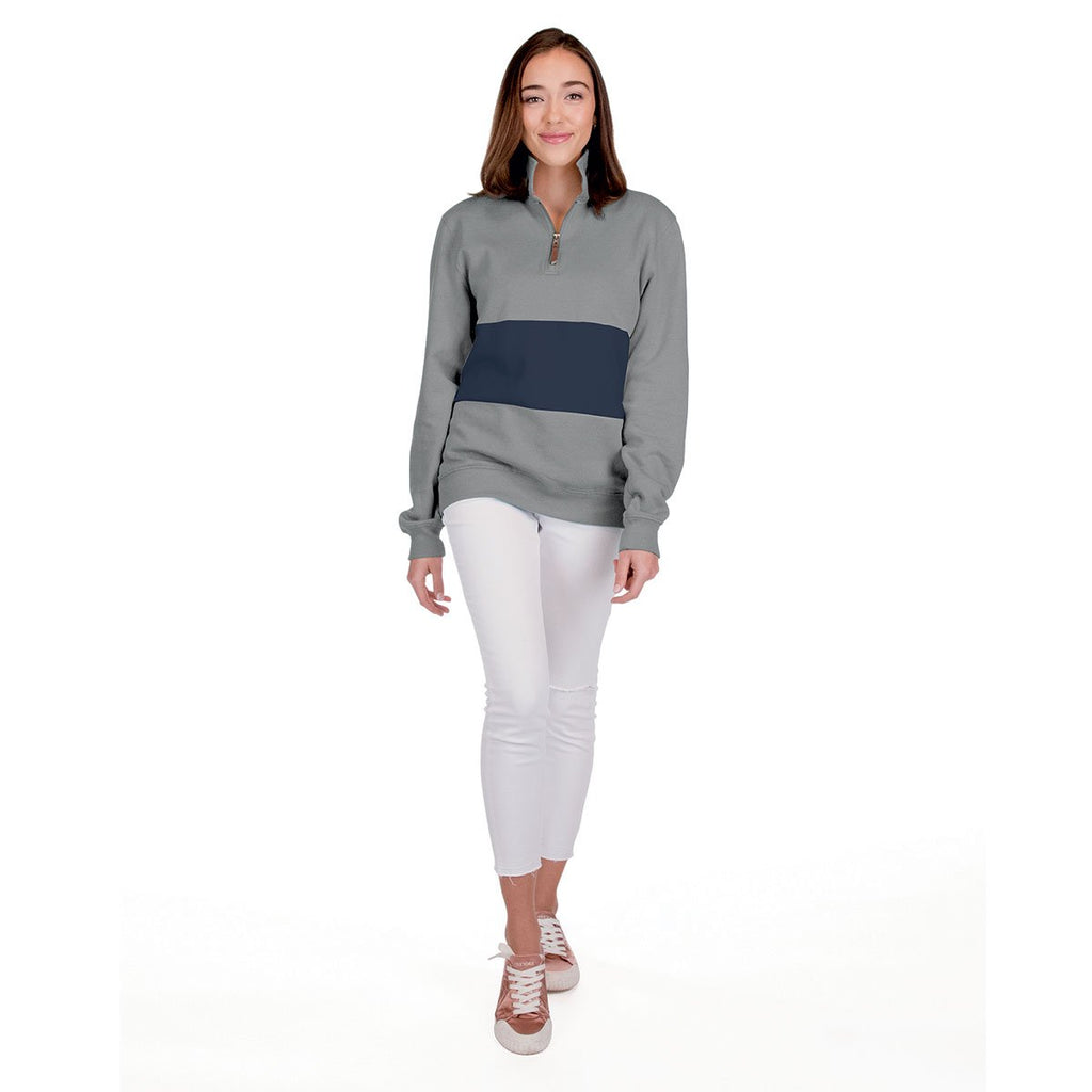 Charles River Women's Heather Grey/Navy Quad Pullover