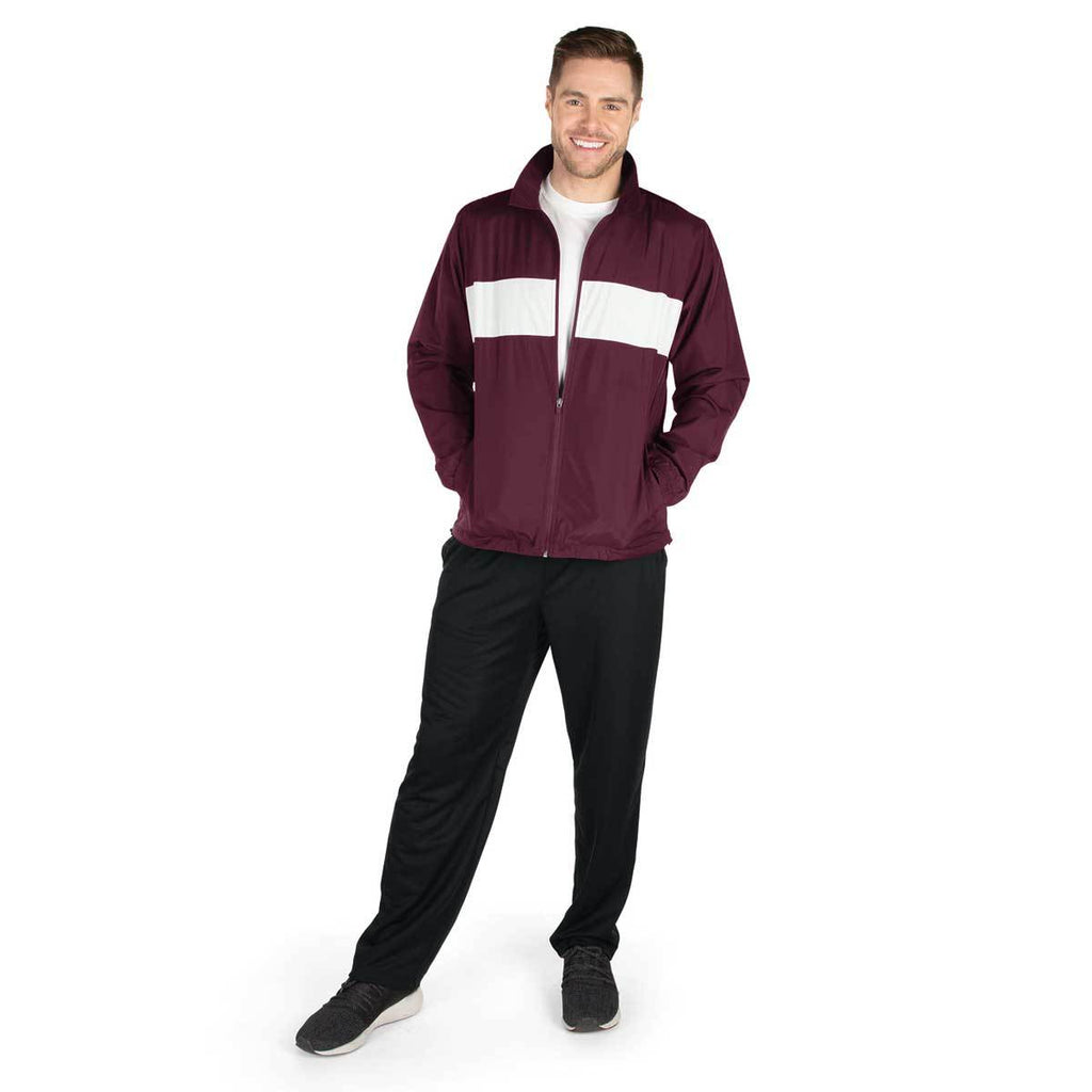 Charles River Men's Maroon/White Striped Sideline Jacket