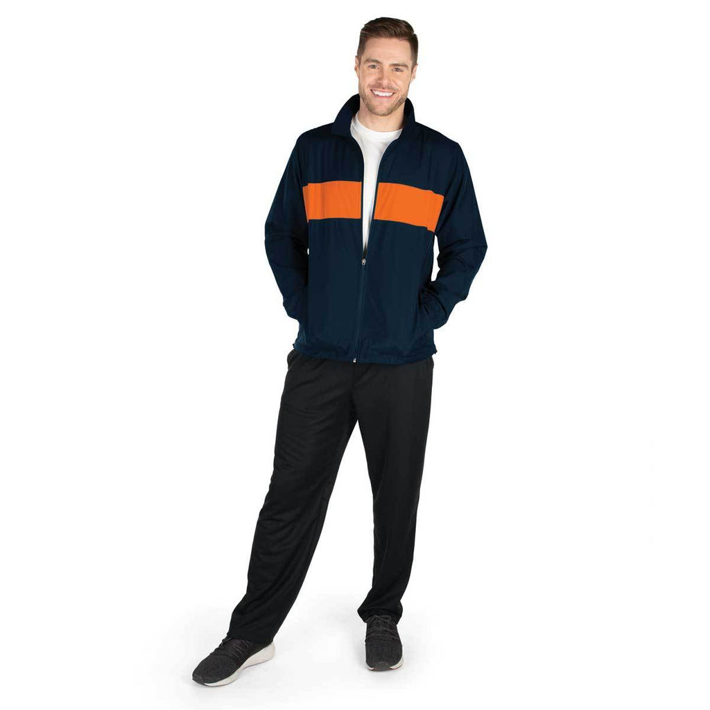 Charles River Men's Navy/Orange Striped Sideline Jacket