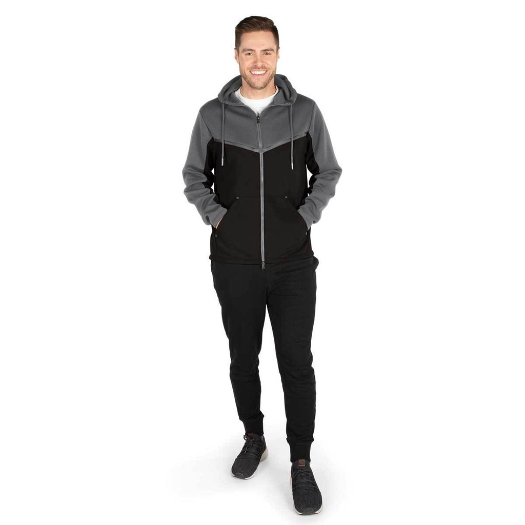 Charles River Men's Grey/Black Seaport Full Zip Hoodie