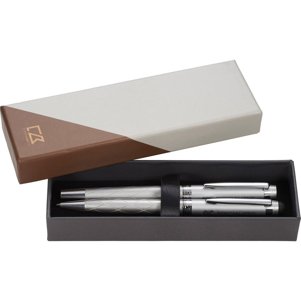 Cutter & Buck Silver Bainbridge Quilted Pen Set