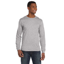 Anvil Men's Heather Grey Lightweight Long-Sleeve T-Shirt