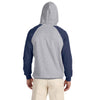 Jerzees Men's Oxford/J Navy 8 Oz. Nublend Colorblock Raglan Pullover Hood