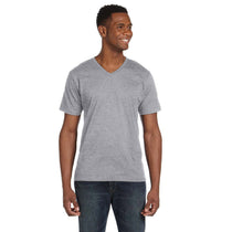 Anvil Men's Heather Grey Lightweight V-Neck T-Shirt