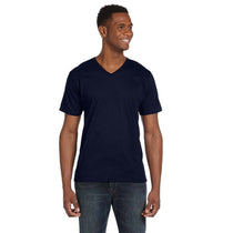 Anvil Men's Navy Lightweight V-Neck T-Shirt