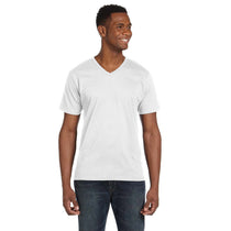 Anvil Men's White Lightweight V-Neck T-Shirt