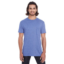 Anvil Men's Heather Blue Lightweight Pocket Tee