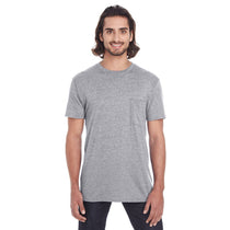 Anvil Men's Heather Graphite Lightweight Pocket Tee