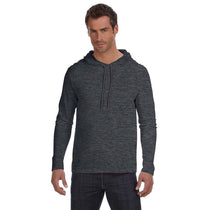 Anvil Men's Heather Dark Grey Lightweight Long-Sleeve Hooded T-Shirt