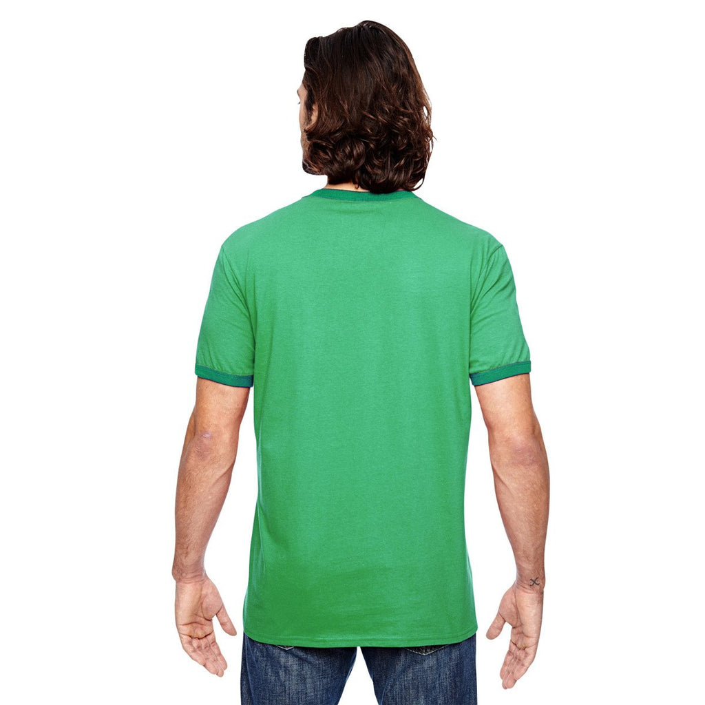 Anvil Men's Heather Grey/True Kelly Green Lightweight Ringer T-Shirt
