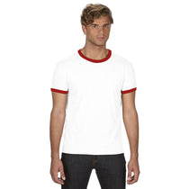 Anvil Men's White/Red Lightweight Ringer T-Shirt