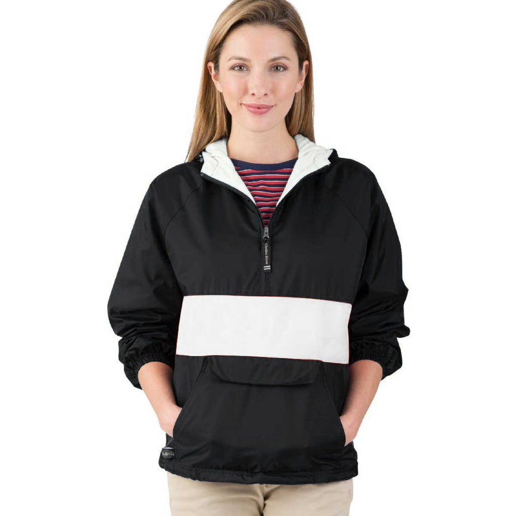 Charles River Women's Black/White Classic Charles River Striped Pullover