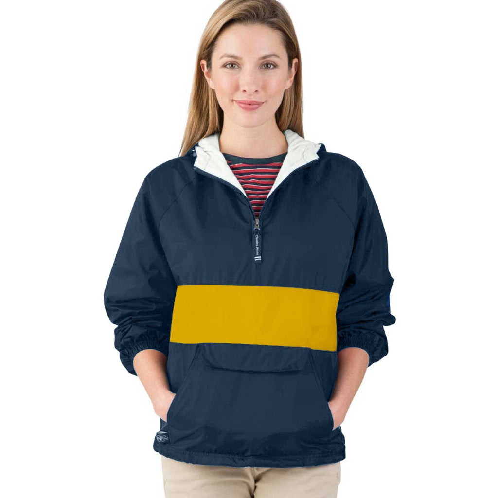 Charles River Women's Navy/Gold Classic Charles River Striped Pullover