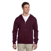 Jerzees Men's Maroon 8 Oz. Nublend Fleece Full-Zip Hood