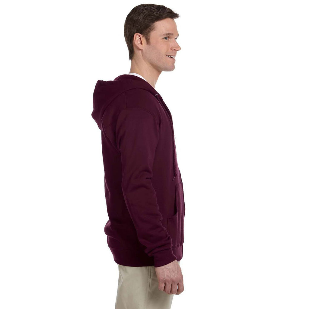 Jerzees Men's Maroon 8 Oz. Nublend Fleece Full-Zip Hood