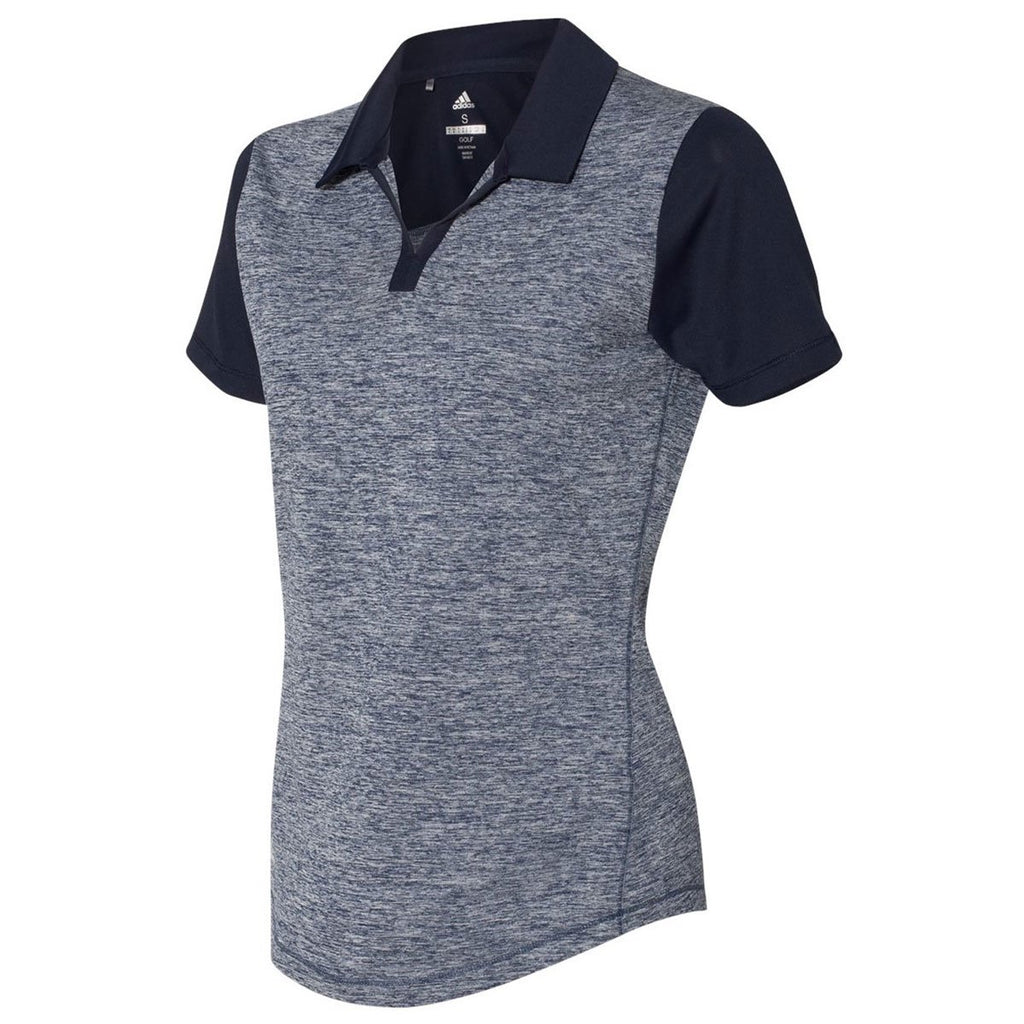 Adidas Golf Women's Rich Blue Heather/Navy Heather Block Sport Shirt